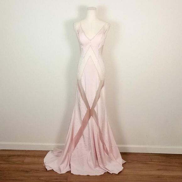 Dresses & Skirts - Y2K Pink Sheer Beaded Fairy Prom Dress